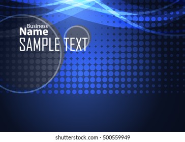 Blue abstract template for card or banner. Metal Background with waves and reflections