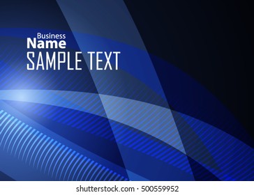 Blue abstract template for card or banner. Metal Background with waves and reflections