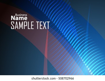 Blue abstract template for card or banner. Metal Background with waves and reflections