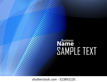 Blue abstract template for card or banner. Metal Background with waves and reflections. Business background, silver, illustration. Illustration of abstract background with a metallic element