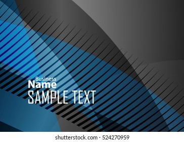 Blue abstract template for card or banner. Metal Background with waves and reflections. Business background, silver, illustration. Illustration of abstract background with a metallic element