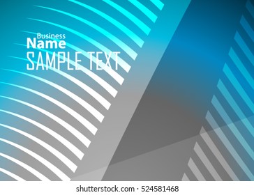 Blue abstract template for card or banner. Metal Background with waves and reflections. Business background, silver, illustration. Illustration of abstract background with a metallic element