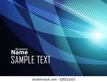 Blue abstract template for card or banner. Metal Background with waves and reflections. Business background, silver, illustration. Illustration of abstract background with a metallic element