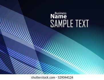 Blue abstract template for card or banner. Metal Background with waves and reflections. Business background, silver, illustration. Illustration of abstract background with a metallic element