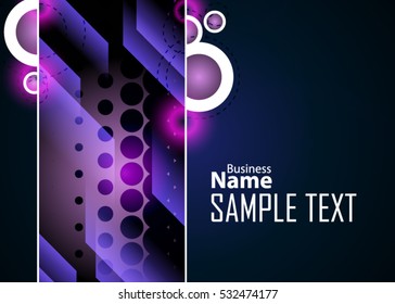 Blue abstract template for card or banner. Metal Background with waves and reflections. Business background, silver, illustration. Illustration of abstract background with a metallic element