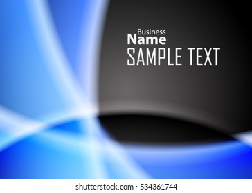 Blue abstract template for card or banner. Metal Background with waves and reflections. Business background, silver, illustration. Illustration of abstract background with a metallic element
