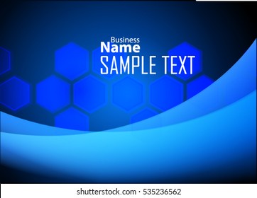 Blue abstract template for card or banner. Metal Background with waves and reflections. Business background. Illustration of abstract background with a metallic element
