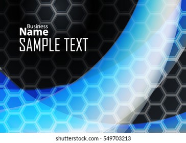 Blue abstract template for card or banner. Metal Background with waves and reflections. Business background, Illustration of abstract background with a metallic element