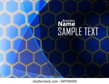 Blue abstract template for card or banner. Metal Background with waves and reflections. Business background, Illustration of abstract background with a metallic element