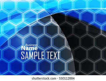 Blue abstract template for card or banner. Metal Background with waves and reflections. Business background, Illustration of abstract background with a metallic element