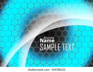 Blue abstract template for card or banner. Metal Background with waves and reflections. Business background, silver, illustration. Illustration of abstract background with a metallic element