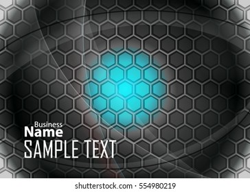 Blue abstract template for card or banner. Metal Background with waves and reflections. Business background, silver, illustration. Illustration of abstract background with a metallic element