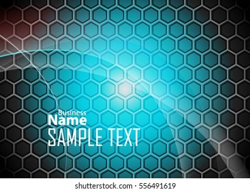 Blue abstract template for card or banner. Metal Background with waves and reflections. Business background, silver, illustration. Illustration of abstract background with a metallic element