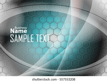 Blue abstract template for card or banner. Metal Background with waves and reflections. Business background, silver, illustration. Illustration of abstract background with a metallic element