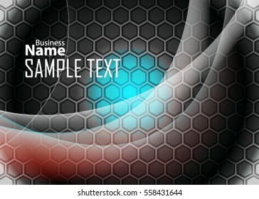 Blue abstract template for card or banner. Metal Background with waves and reflections. Business background, silver, illustration. Illustration of abstract background with a metallic element