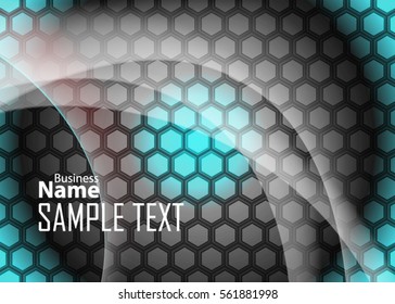 Blue abstract template for card or banner. Metal Background with waves and reflections. Business background, silver, illustration. Illustration of abstract background with a metallic element