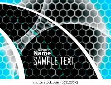 Blue abstract template for card or banner. Metal Background with waves and reflections. Business background, silver, illustration. Illustration of abstract background with a metallic element