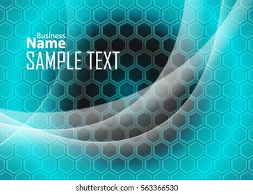 Blue abstract template for card or banner. Metal Background with waves and reflections. Business background, silver, illustration. Illustration of abstract background with a metallic element