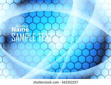 Blue abstract template for card or banner. Metal Background with waves and reflections. Business background, silver, illustration. Illustration of abstract background with a metallic element