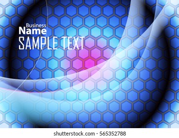 Blue abstract template for card or banner. Metal Background with waves and reflections. Business background, silver, illustration. Illustration of abstract background with a metallic element
