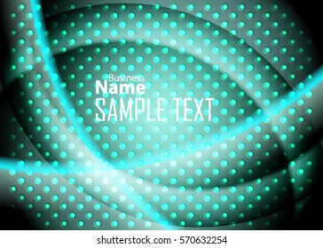 Blue abstract template for card or banner. Metal Background with waves and reflections. Business background, silver, illustration. Illustration of abstract background with a metallic element