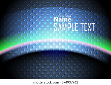 Blue abstract template for card or banner. Metal Background with waves and reflections. Business background, silver, illustration. Illustration of abstract background with a metallic element