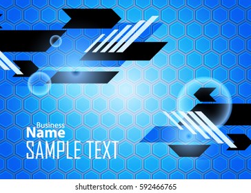 Blue abstract template for card or banner. Metal Background with waves and reflections. Business background. Illustration of abstract background with a metallic element