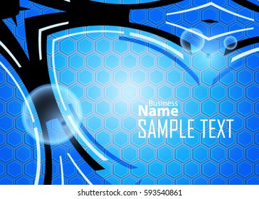 Blue abstract template for card or banner. Metal Background with waves and reflections. Business background. Illustration of abstract background with a metallic element