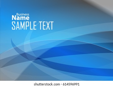Blue abstract template for card or banner. Metal Background with waves and reflections. Business background, silver, illustration. Illustration of abstract background with a metallic element