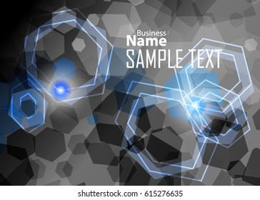 Blue abstract template for card or banner. Metal Background with waves and reflections. Business background, silver, illustration. Illustration of abstract background with a metallic element