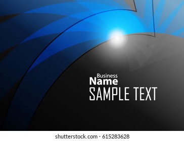 Blue abstract template for card or banner. Metal Background with waves and reflections. Business background, silver, illustration. Illustration of abstract background with a metallic element