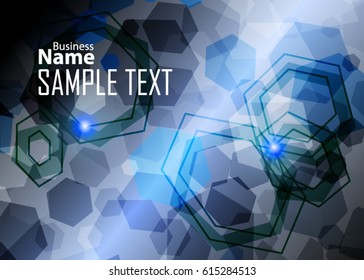 Blue abstract template for card or banner. Metal Background with waves and reflections. Business background, silver, illustration. Illustration of abstract background with a metallic element