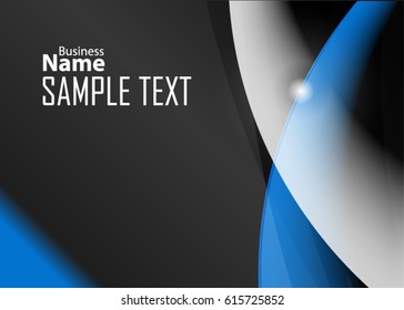 Blue abstract template for card or banner. Metal Background with waves and reflections. Business background, silver, illustration. Illustration of abstract background with a metallic element