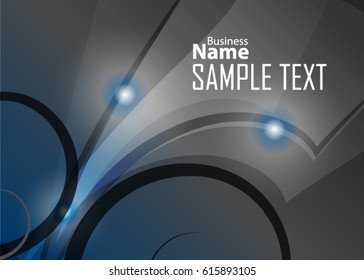 Blue abstract template for card or banner. Metal Background with waves and reflections. Business background, silver, illustration. Illustration of abstract background with a metallic element