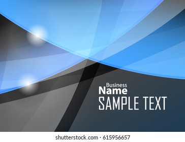 Blue abstract template for card or banner. Metal Background with waves and reflections. Business background, silver, illustration. Illustration of abstract background with a metallic element