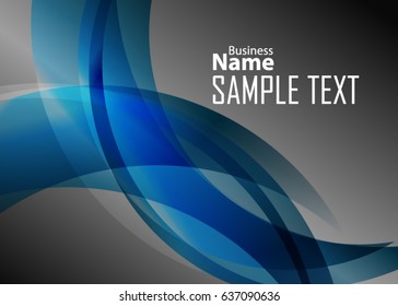 Blue abstract template for card or banner. Metal Background with waves and reflections. Business background, silver, illustration. Illustration of abstract background with a metallic element