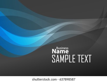 Blue abstract template for card or banner. Metal Background with waves and reflections. Business background, silver, illustration. Illustration of abstract background with a metallic element
