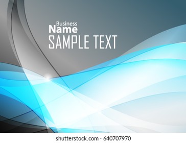 Blue abstract template for card or banner. Metal Background with waves and reflections. Business background, silver, illustration. Illustration of abstract background with a metallic element