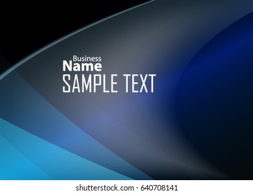 Blue abstract template for card or banner. Metal Background with waves and reflections. Business background, silver, illustration. Illustration of abstract background with a metallic element