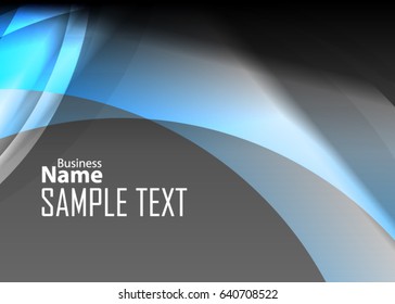 Blue abstract template for card or banner. Metal Background with waves and reflections. Business background, silver, illustration. Illustration of abstract background with a metallic element