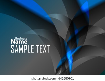 Blue abstract template for card or banner. Metal Background with waves and reflections. Business background, silver, illustration. Illustration of abstract background with a metallic element