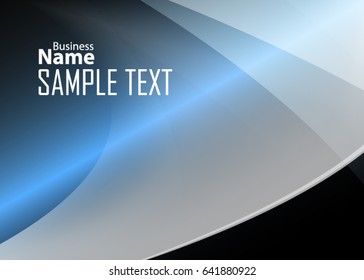 Blue abstract template for card or banner. Metal Background with waves and reflections. Business background, silver, illustration. Illustration of abstract background with a metallic element