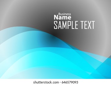 Blue abstract template for card or banner. Metal Background with waves and reflections. Business background, silver, illustration. Illustration of abstract background with a metallic element