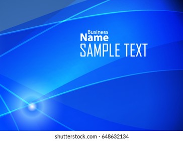 Blue abstract template for card or banner. Metal Background with waves and reflections. Business background, silver, illustration. Illustration of abstract background with a metallic element