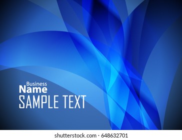 Blue abstract template for card or banner. Metal Background with waves and reflections. Business background, silver, illustration. Illustration of abstract background with a metallic element