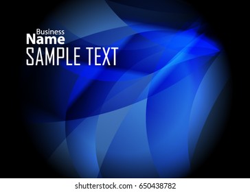 Blue abstract template for card or banner. Metal Background with waves and reflections. Business background, silver, illustration. Illustration of abstract background with a metallic element