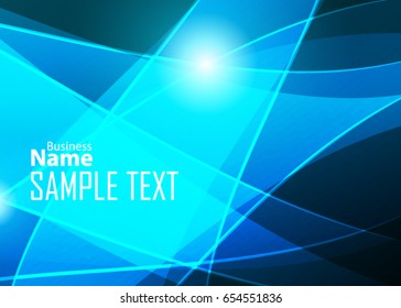 Blue abstract template for card or banner. Metal Background with waves and reflections. Business background, silver, illustration. Illustration of abstract background with a metallic element