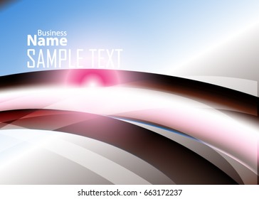 Blue abstract template for card or banner. Metal Background with waves and reflections. Business background, silver, illustration. Illustration of abstract background with a metallic element