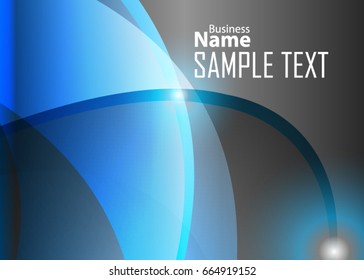 Blue abstract template for card or banner. Metal Background with waves and reflections. Business background, silver, illustration. Illustration of abstract background with a metallic element