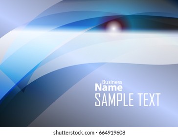 Blue abstract template for card or banner. Metal Background with waves and reflections. Business background, silver, illustration. Illustration of abstract background with a metallic element
